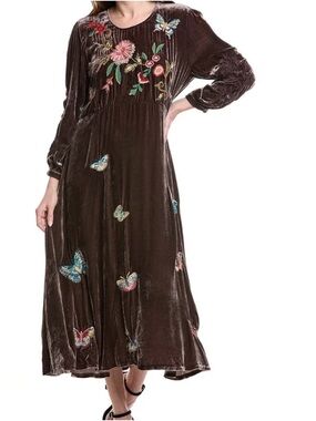 Johnny was Luciana velvet silk-blend maxi dress size large